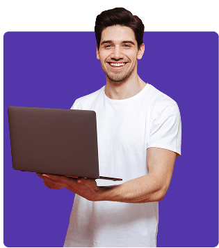 Boy with laptop in hand