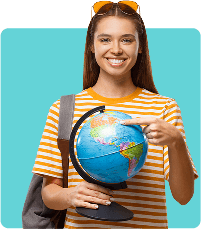 Girl with globe in hand