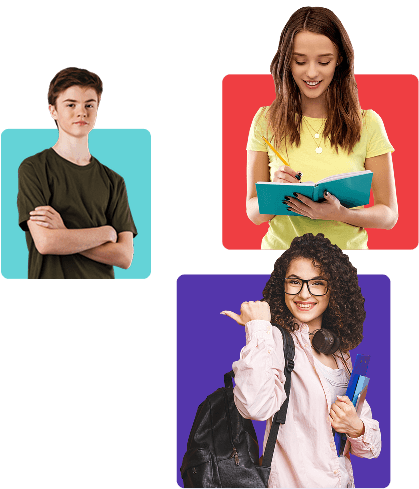 Three different students in a frame