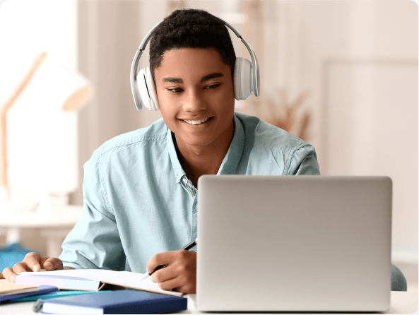 A boy with laptop