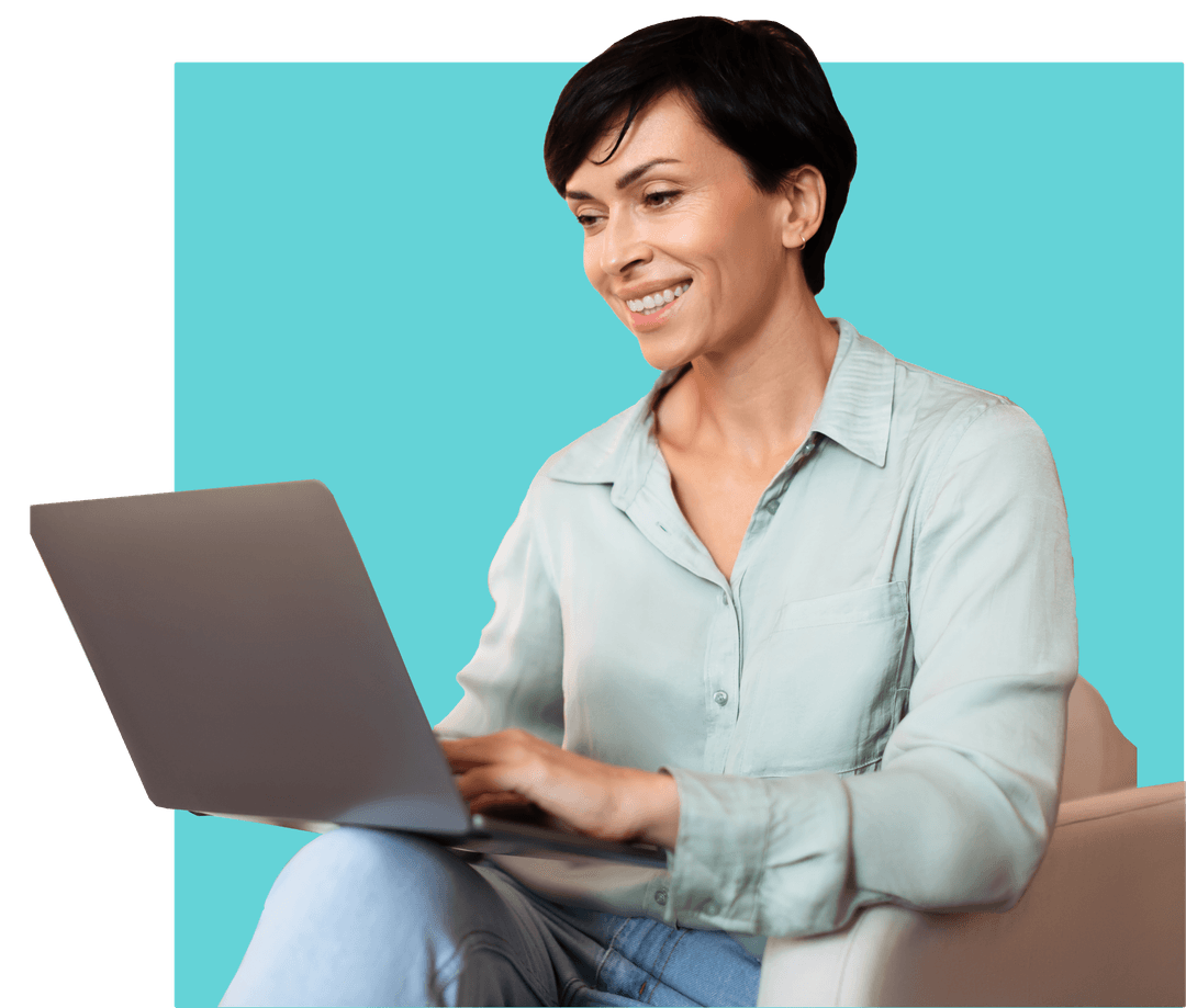 ZoniLive lady holding a laptop, engaging with online learning content