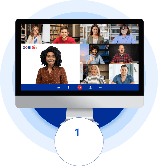 ZoniLive online classes panel displaying course options and interactive learning features for students