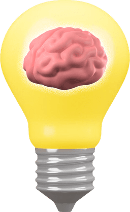 Brain inside bulb icon