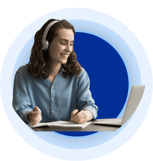 ZoniLive girl using a laptop hero image, highlighting student engagement in interactive online learning