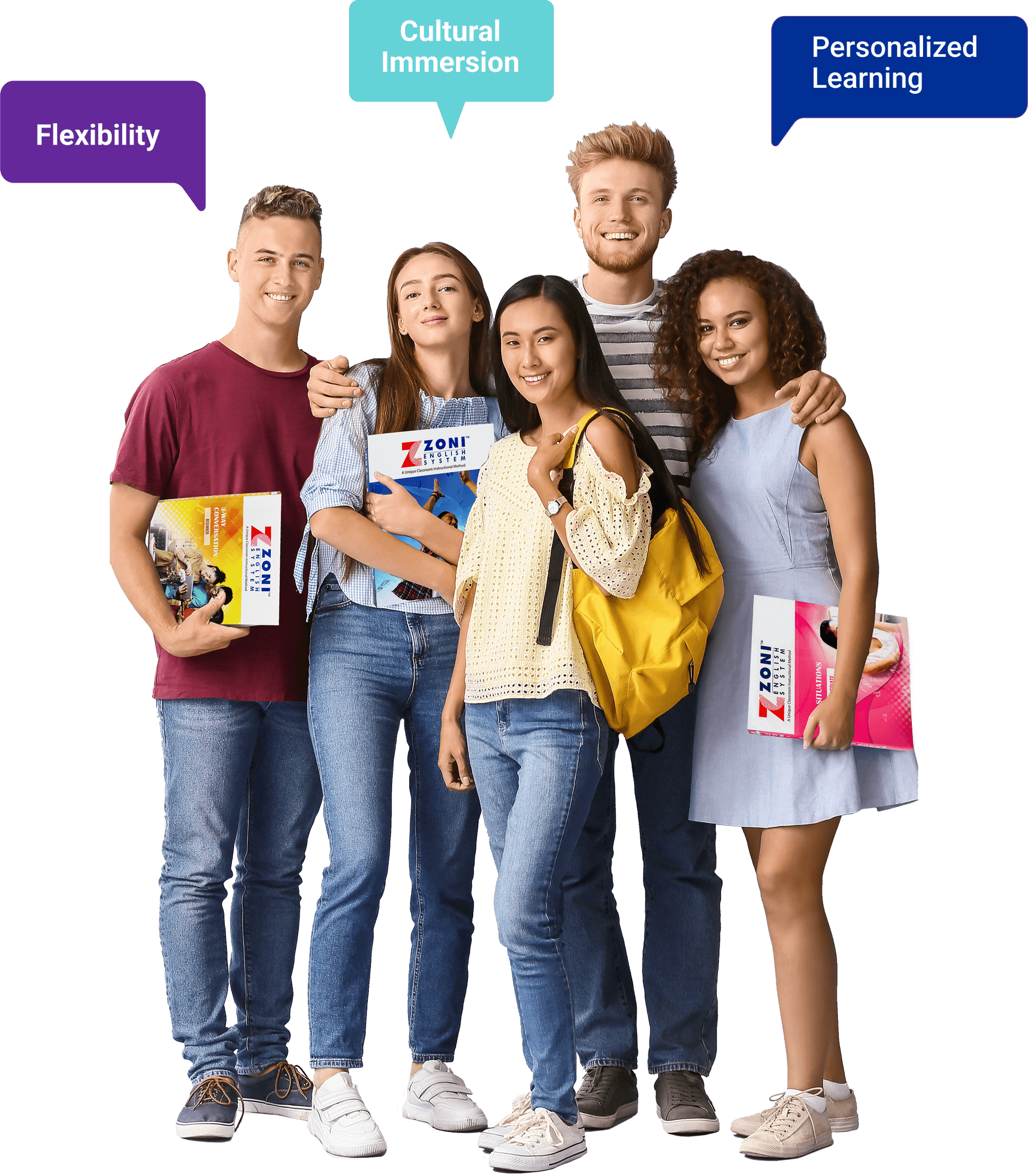 Group of teenagers with books