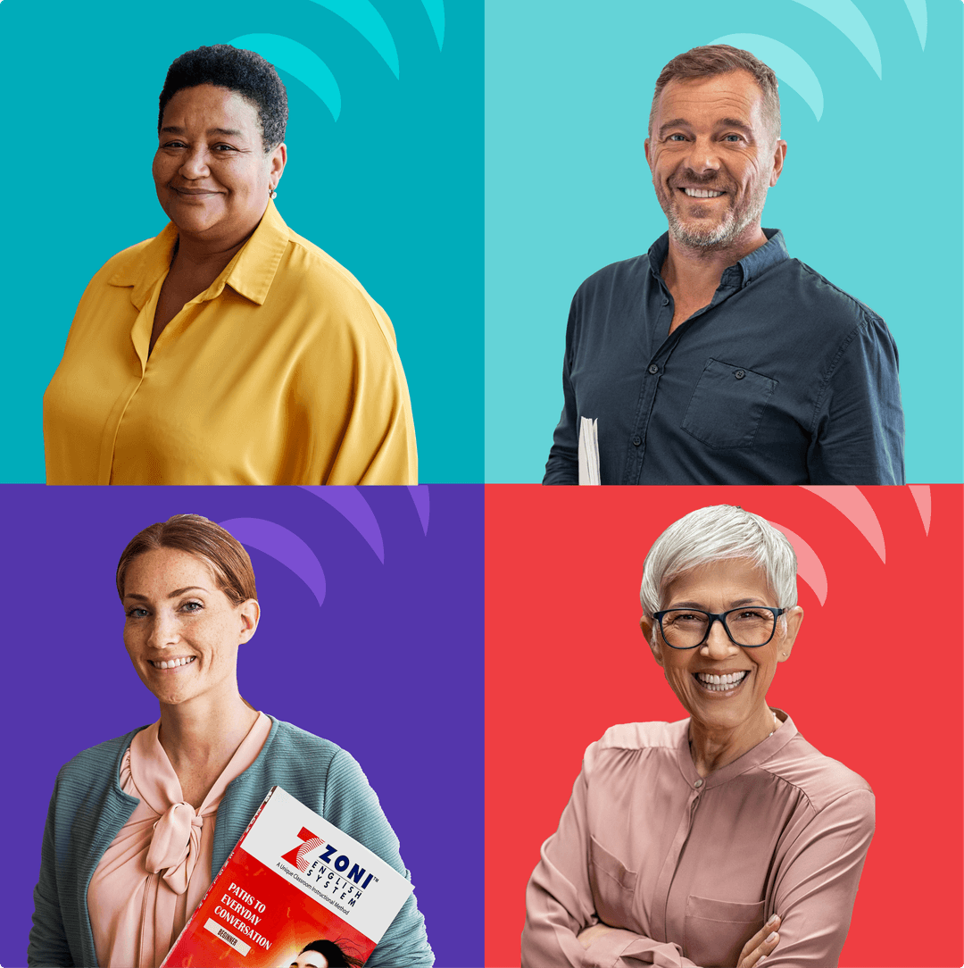 ZoniLive different teachers panel, showcasing a diverse team of educators delivering engaging online lessons