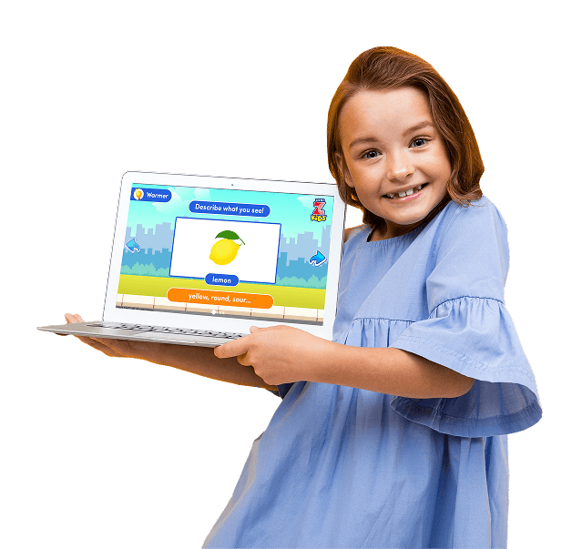 ZoniLive child showcasing interactive English learning game platform