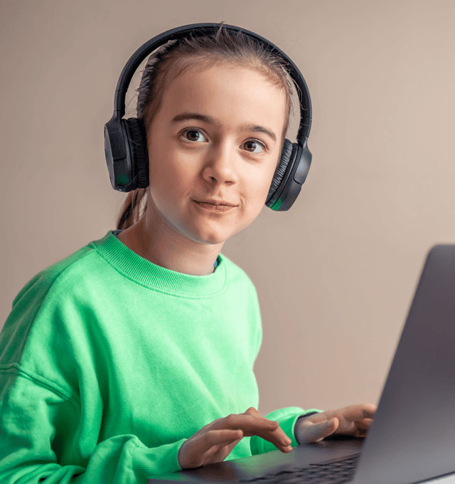 Girl learning with laptop
